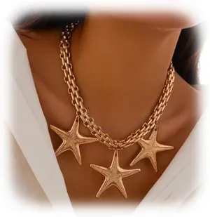 Gothic Punk Multi-layered Collar Necklace Exaggerated Chunky Clavicle Chain Necklace Metal Big Star Pendant Neck Chain Sexy Body Chain Jewelry for Women