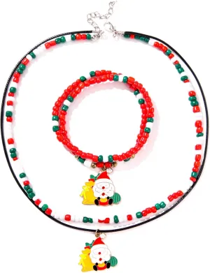 Halloween Jewelry Set for Women, Pumpkin, Ghost, Spider Pendants -Beaded Necklace, Earrings, Friendship Bracelet Gifts