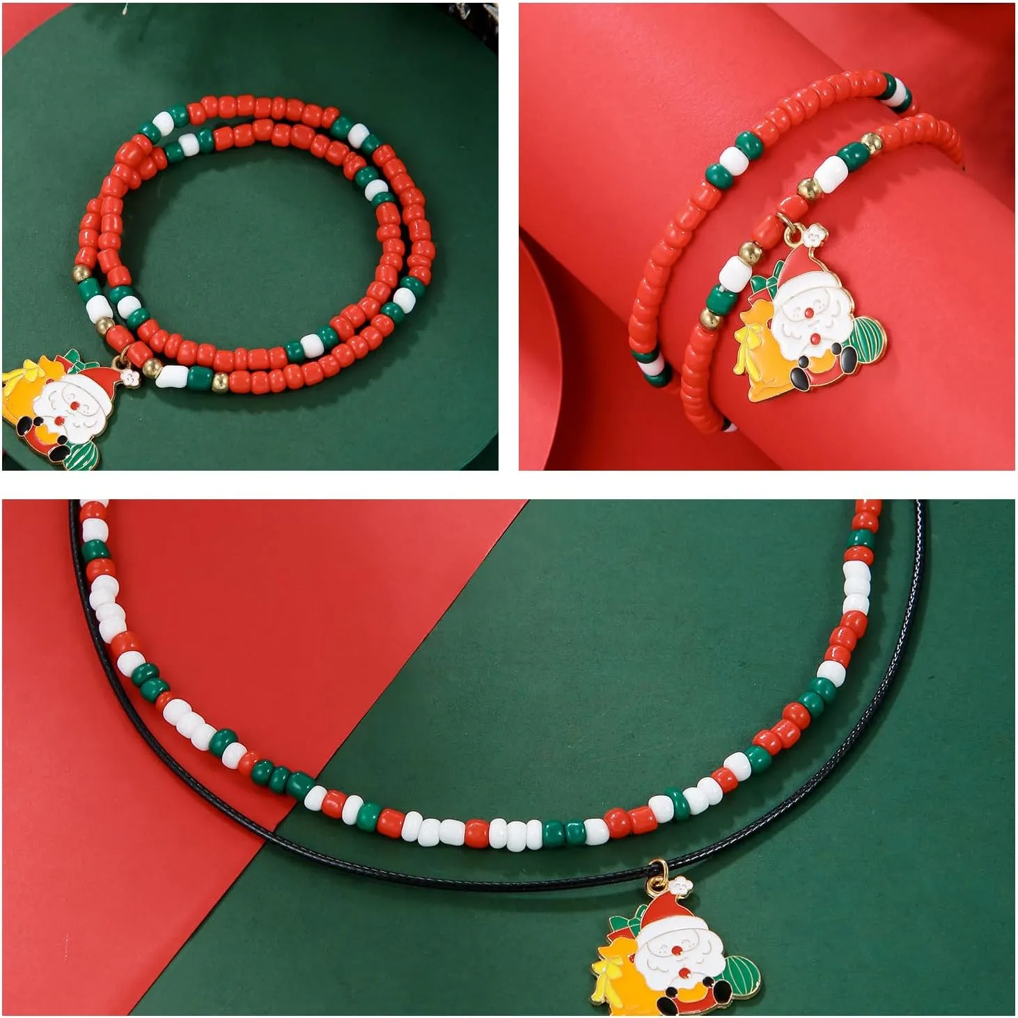 Halloween Jewelry Set for Women, Pumpkin, Ghost, Spider Pendants -Beaded Necklace, Earrings, Friendship Bracelet Gifts