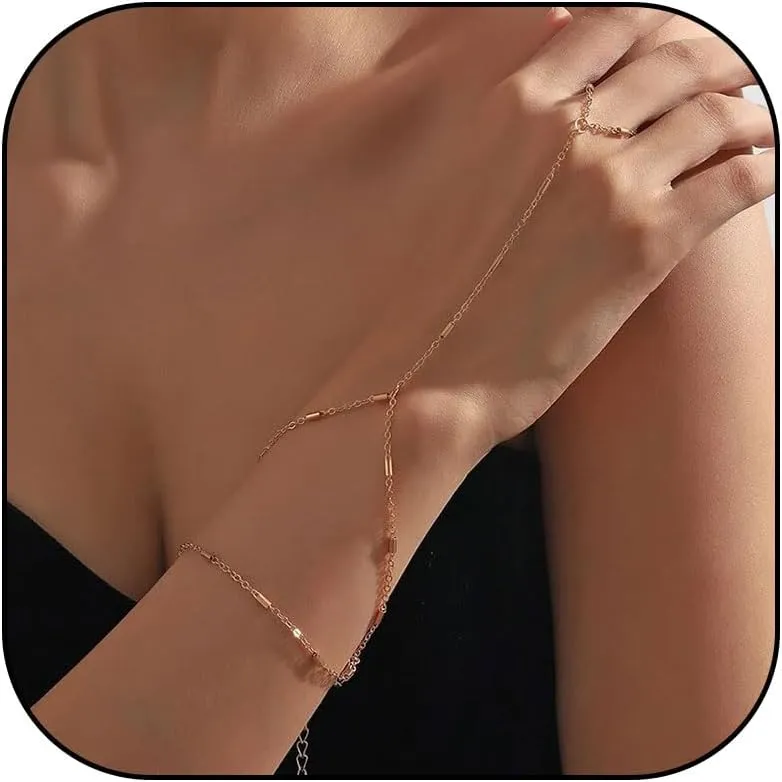 Hand Chain Bracelet Ring Bracelet Dainty Finger Ring Slave Bracelets Zircon Hand Jewelry for Women Trendy Jewelry Gifts
