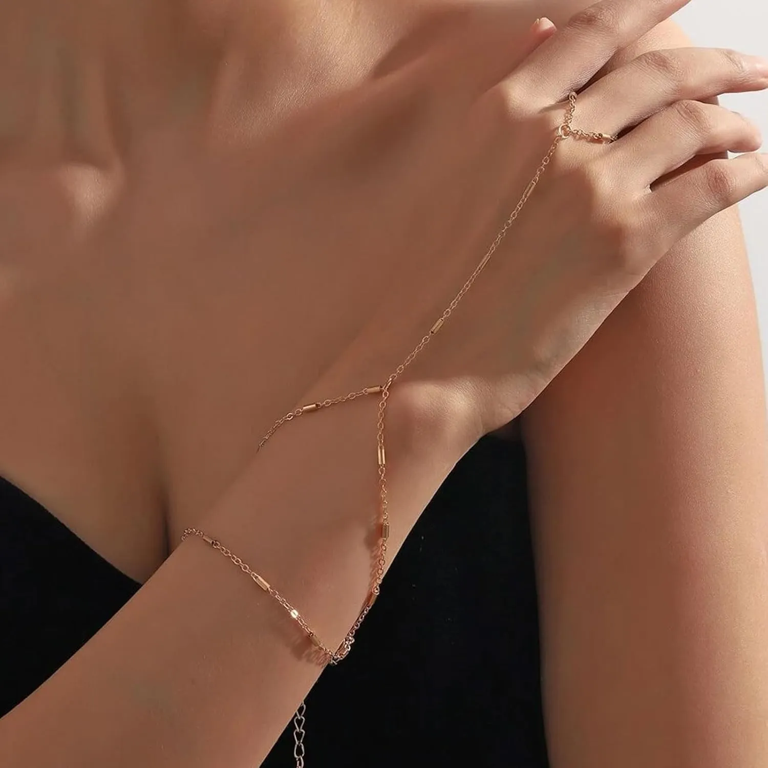 Hand Chain Bracelet Ring Bracelet Dainty Finger Ring Slave Bracelets Zircon Hand Jewelry for Women Trendy Jewelry Gifts