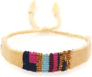 Handmade Boho Cotton Braided Rope Friendship Wrap Bracelets for Women Adjustable Nepal Bohemia Colorful White Bangle Wristband Couple Bracelet Best Friend Fashion Jewelry Gift