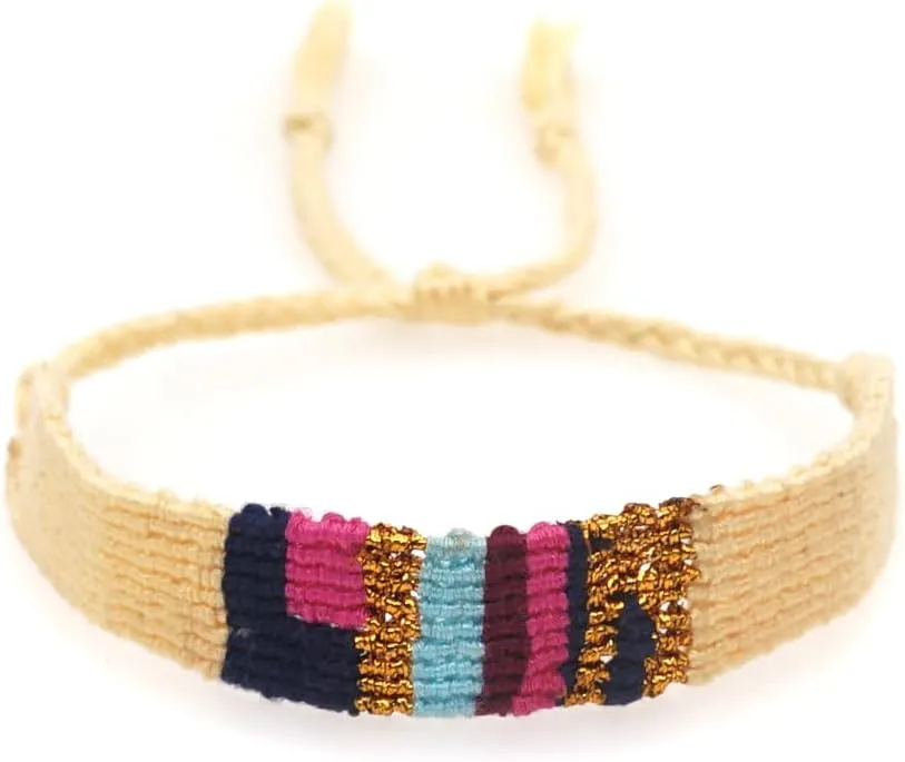 Handmade Boho Cotton Braided Rope Friendship Wrap Bracelets for Women Adjustable Nepal Bohemia Colorful White Bangle Wristband Couple Bracelet Best Friend Fashion Jewelry Gift