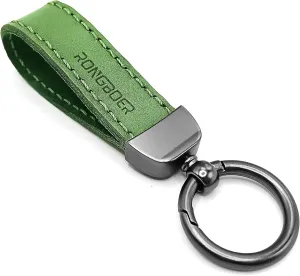 Handmade Double-Sided Cowhide Leather Keychain,Unique Car Key Chain Accessory,Vegetable-Tanned and Nubuck Leather,07
