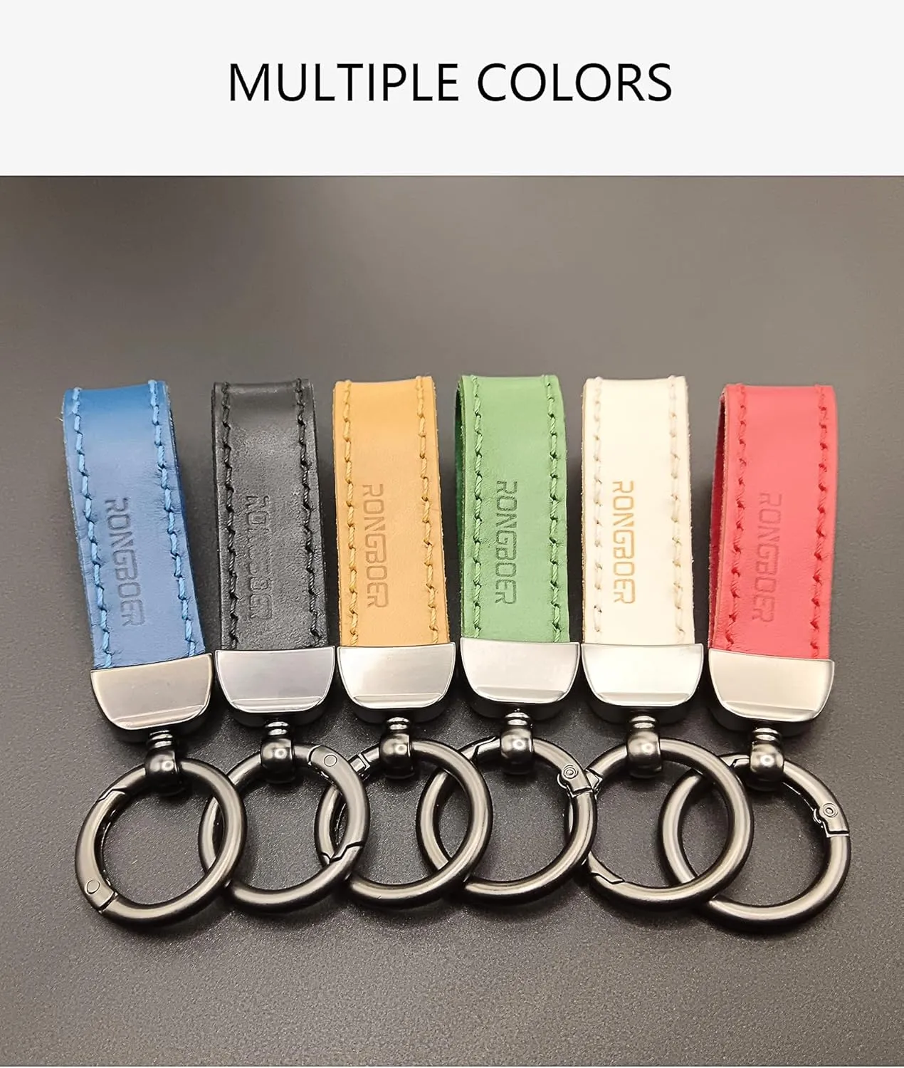 Handmade Double-Sided Cowhide Leather Keychain,Unique Car Key Chain Accessory,Vegetable-Tanned and Nubuck Leather,07