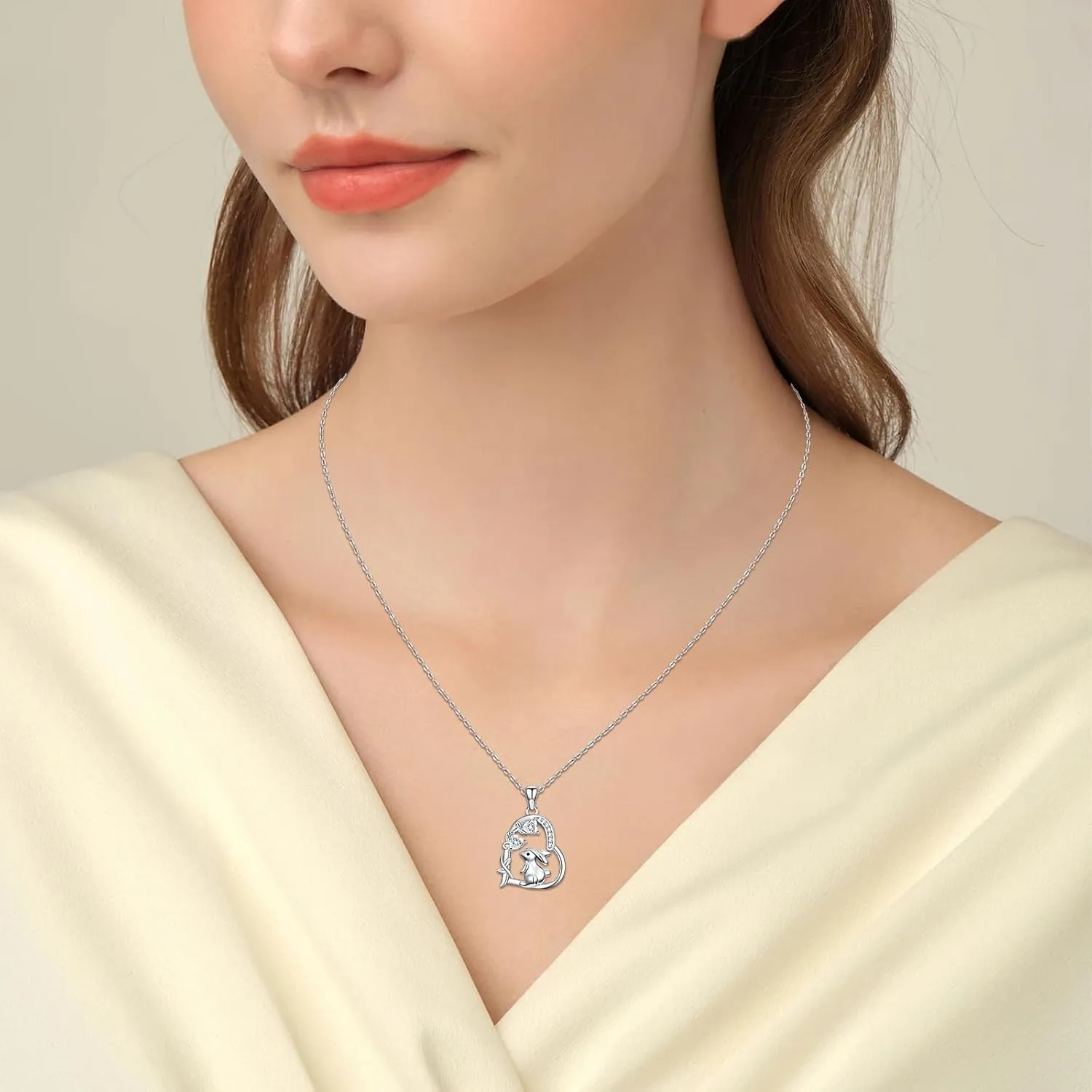 Heart Animal Necklace 925 Sterling Silver Cute Animal Pendant Jewelry Birthday Gifts for Women Girlfriend Mom Animal Lovers