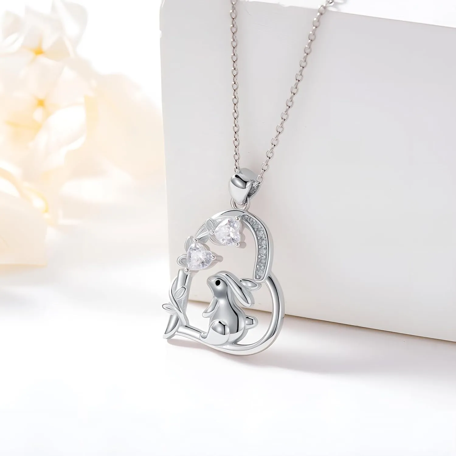 Heart Animal Necklace 925 Sterling Silver Cute Animal Pendant Jewelry Birthday Gifts for Women Girlfriend Mom Animal Lovers