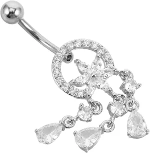 Homoyoyo Belly Button Ring for Women Comfortable Stainless Steel Navel Jewelry Unique Design for Parties Nightclubs Gentle Skin Shine Belly