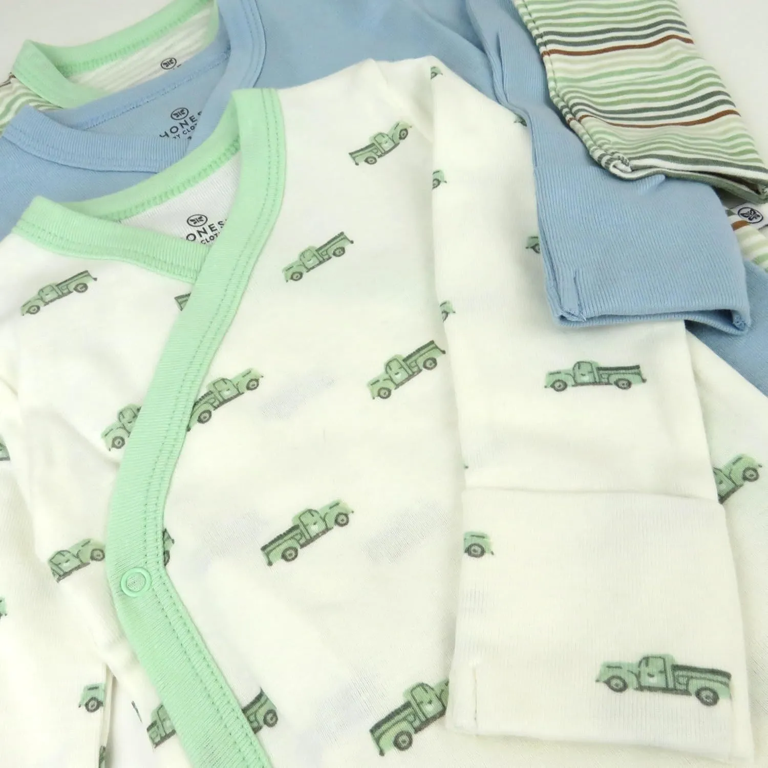 HonestBaby Baby Long Sleeve Side-Snap Organic Cotton Kimono Bodysuits (3 Pack)