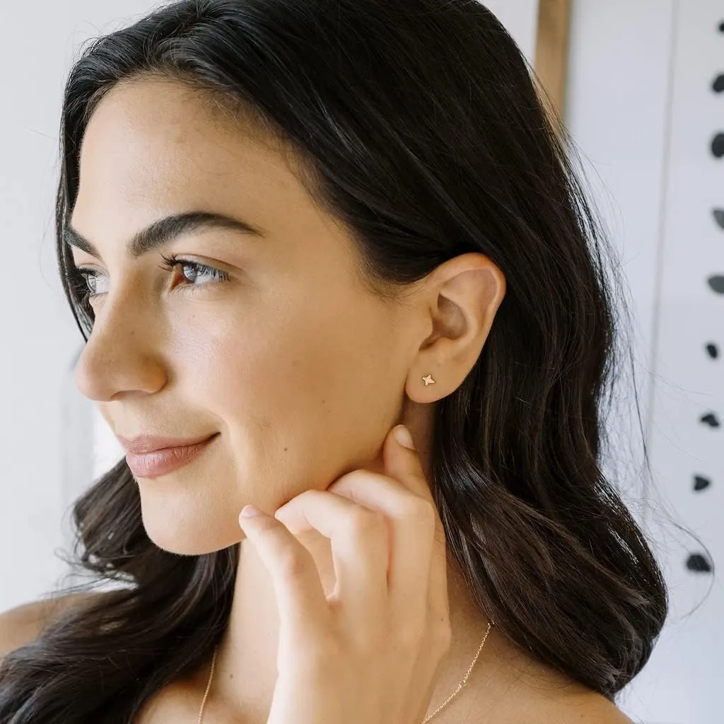 HONEYCAT Lucky Origami Opal Crystal Star Studs in Gold, Rose Gold, or Silver | Minimalist, Delicate Jewelry