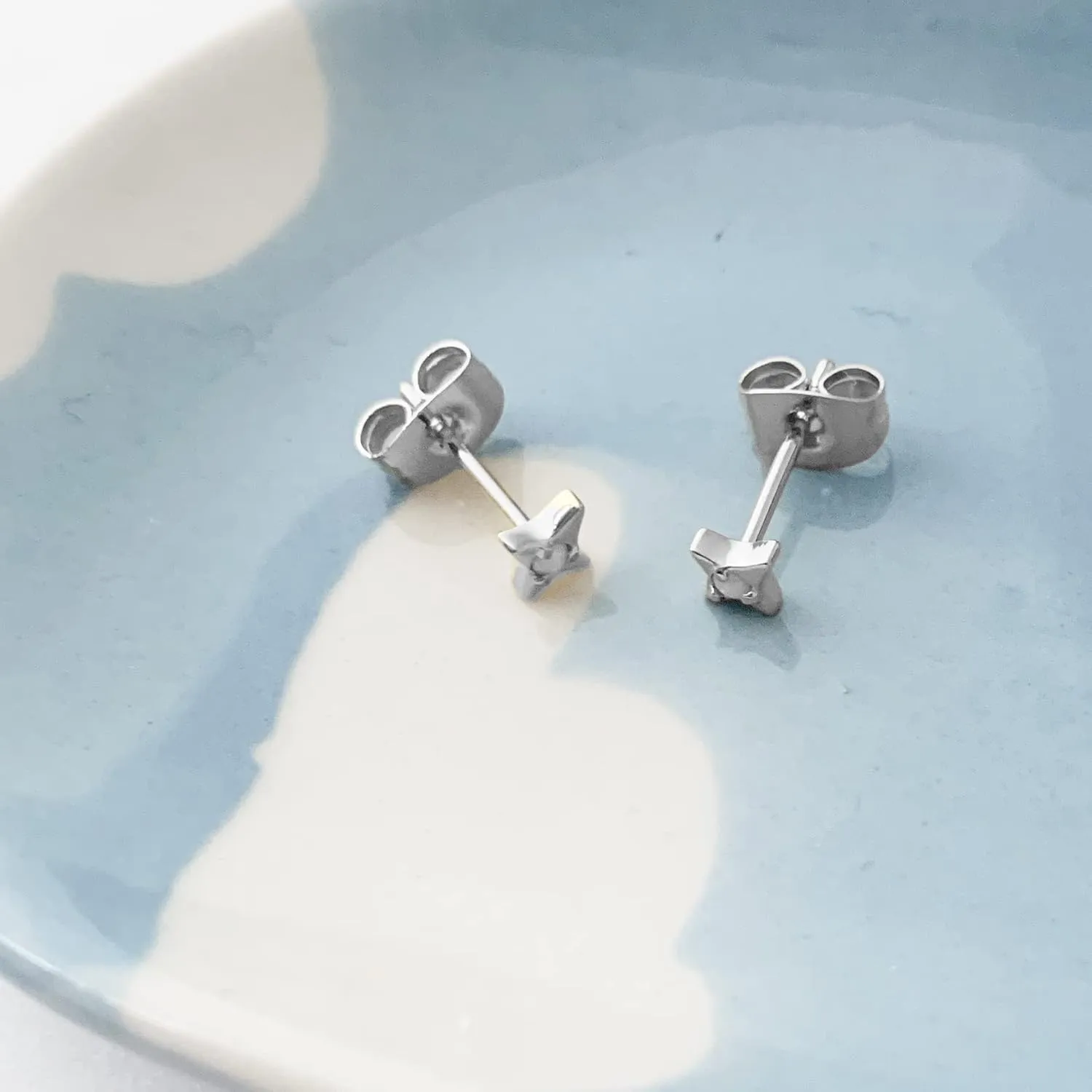 HONEYCAT Lucky Origami Opal Crystal Star Studs in Gold, Rose Gold, or Silver | Minimalist, Delicate Jewelry