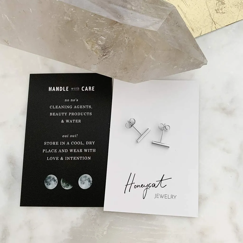 HONEYCAT Rounded Midi Bar Stud Earrings in Gold, Rose Gold, or Silver in 10mm or 5mm | Minimalist, Delicate Everyday Jewelry