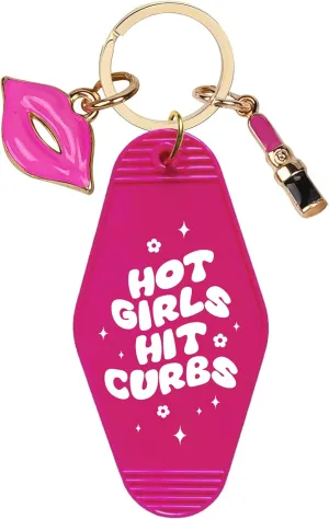 Hot Girls Hit Curbs Keychain - Cool Girly Girl Stuff for Women Girls, Motel Car Keychains Birthday Gifts for Sister Friends