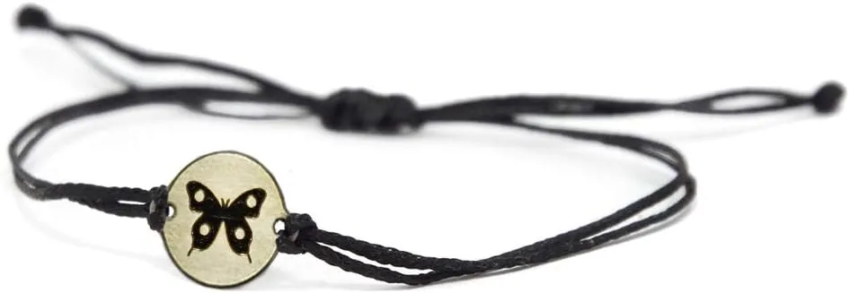 Hypoallergenic Stainless Steel Butterfly Charm Bracelet - Adjustable Black Cord - Nature's Graceful Symbol - Unisex Jewelry for Men & Women - Embrace the Beauty of Butterflies