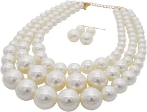Imitation Pearl Necklace for Women Pearl Choker Necklace and Earrings Set Bridal Wedding Jewelry Chunky Beaded Necklaces for women