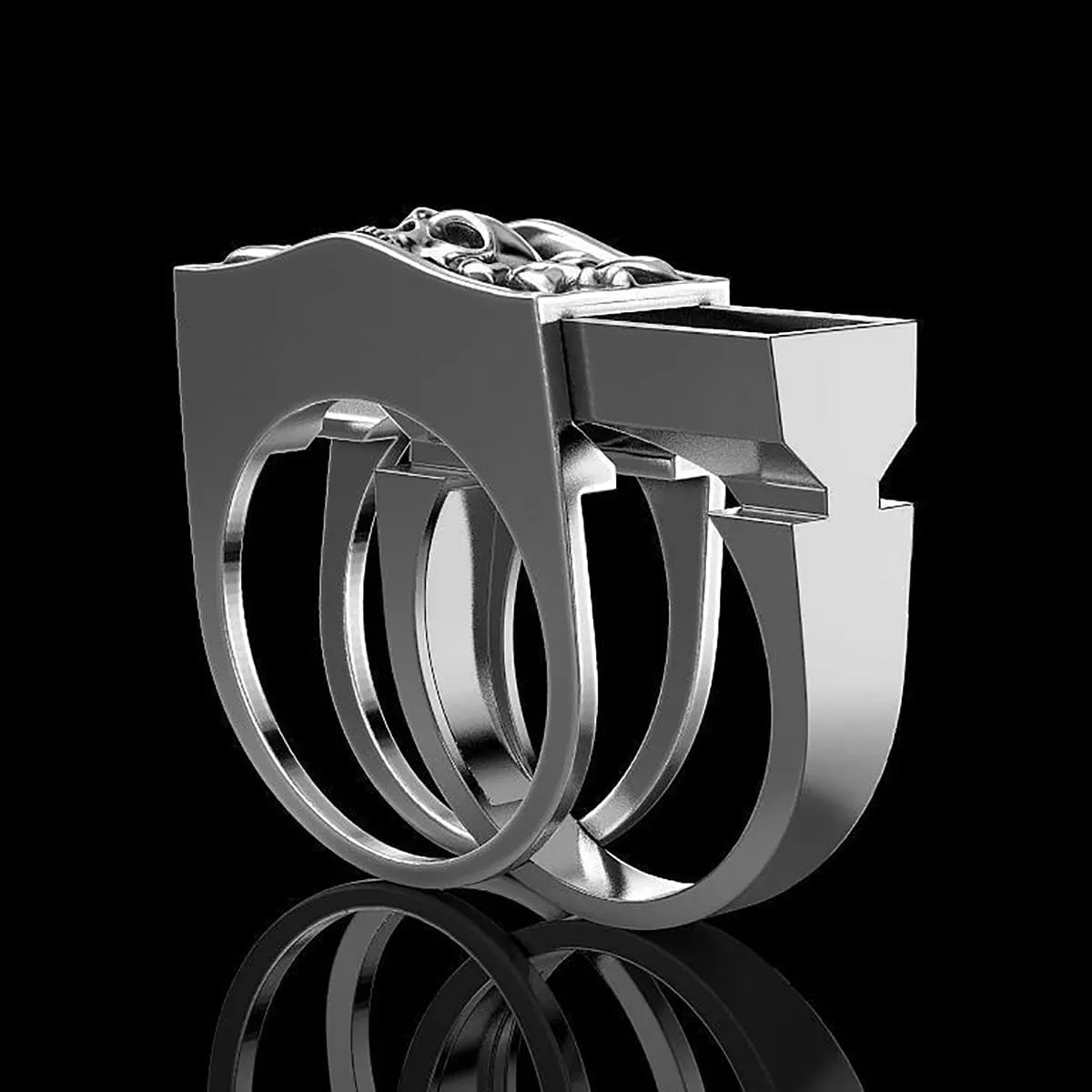 INENIMARTJ Men'S Skull Ring Unique Biker Rider Rings Vintage Carved Band Rings With Mini Secret Compartment Storage Box Punk Hip Hop Party Jewelry for Women