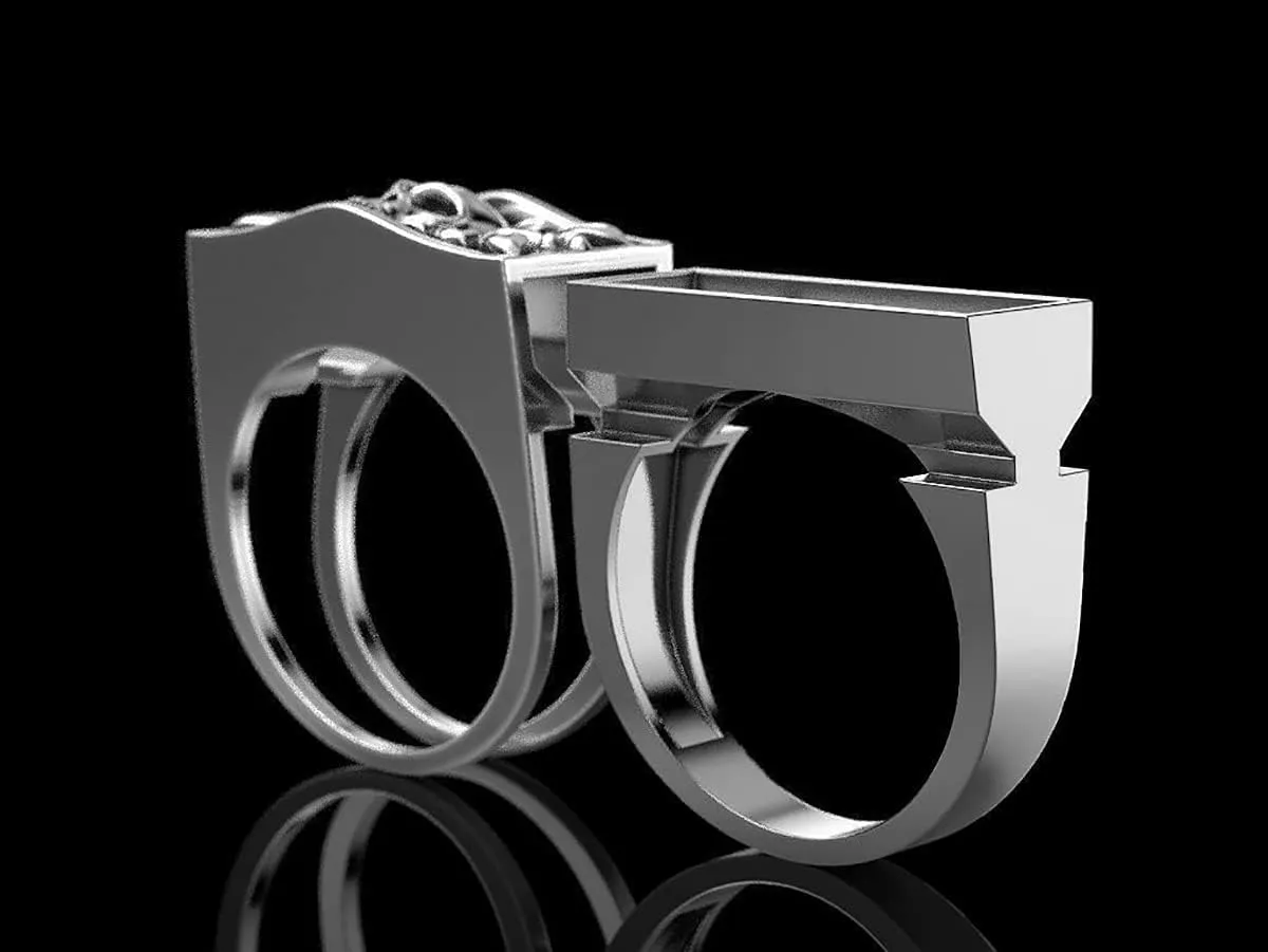 INENIMARTJ Men'S Skull Ring Unique Biker Rider Rings Vintage Carved Band Rings With Mini Secret Compartment Storage Box Punk Hip Hop Party Jewelry for Women