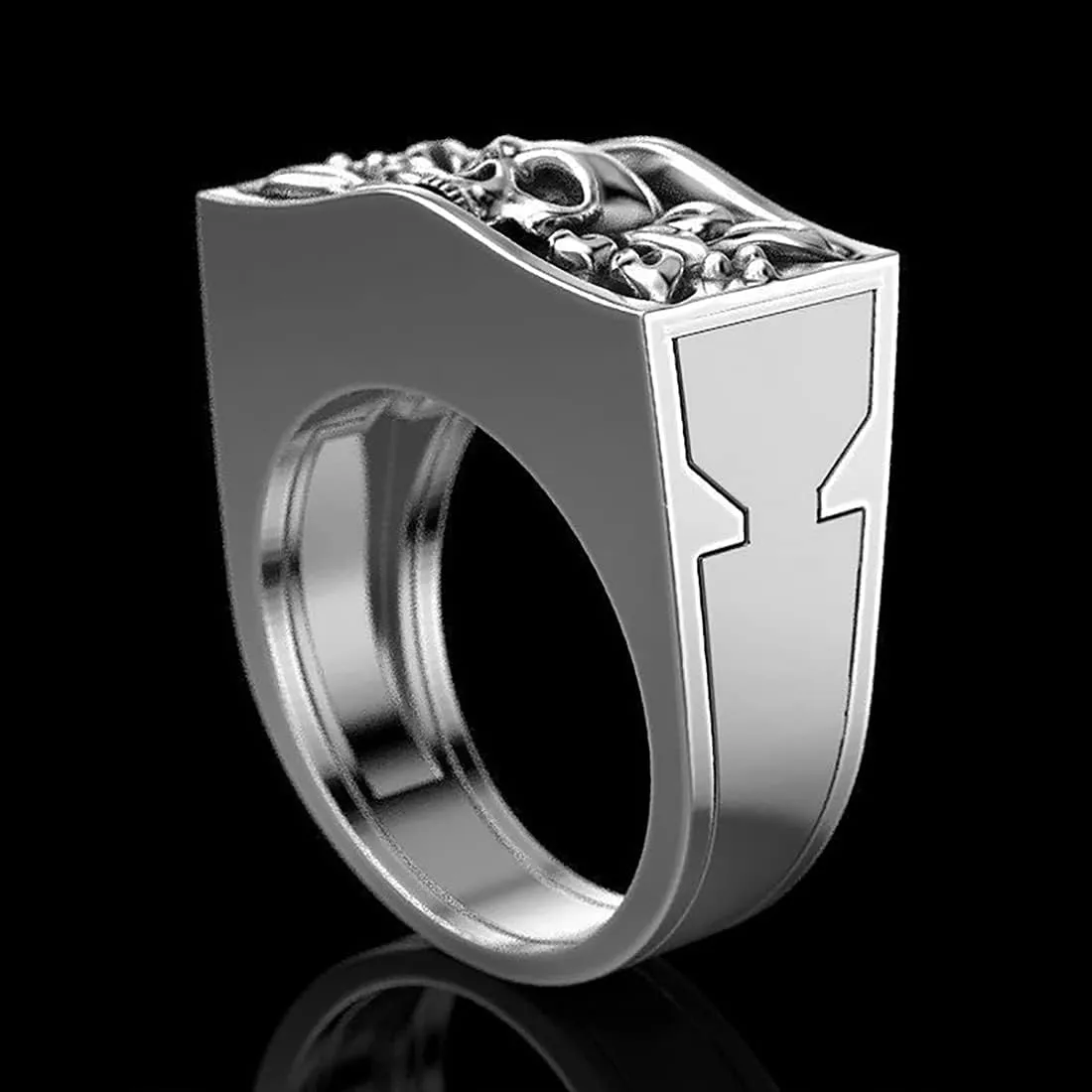 INENIMARTJ Men'S Skull Ring Unique Biker Rider Rings Vintage Carved Band Rings With Mini Secret Compartment Storage Box Punk Hip Hop Party Jewelry for Women