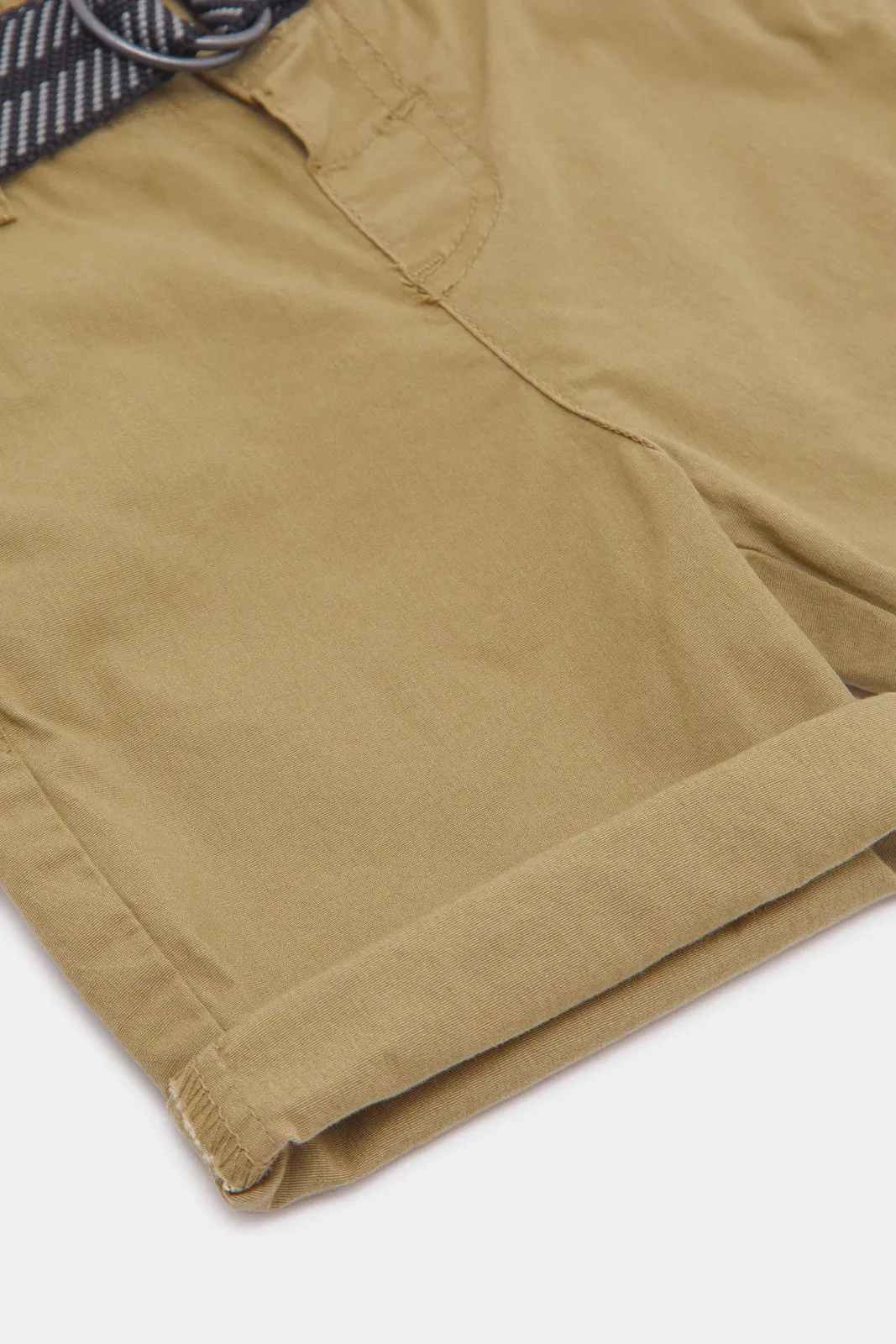 Infant Boys Beige Chino Shorts With Belt