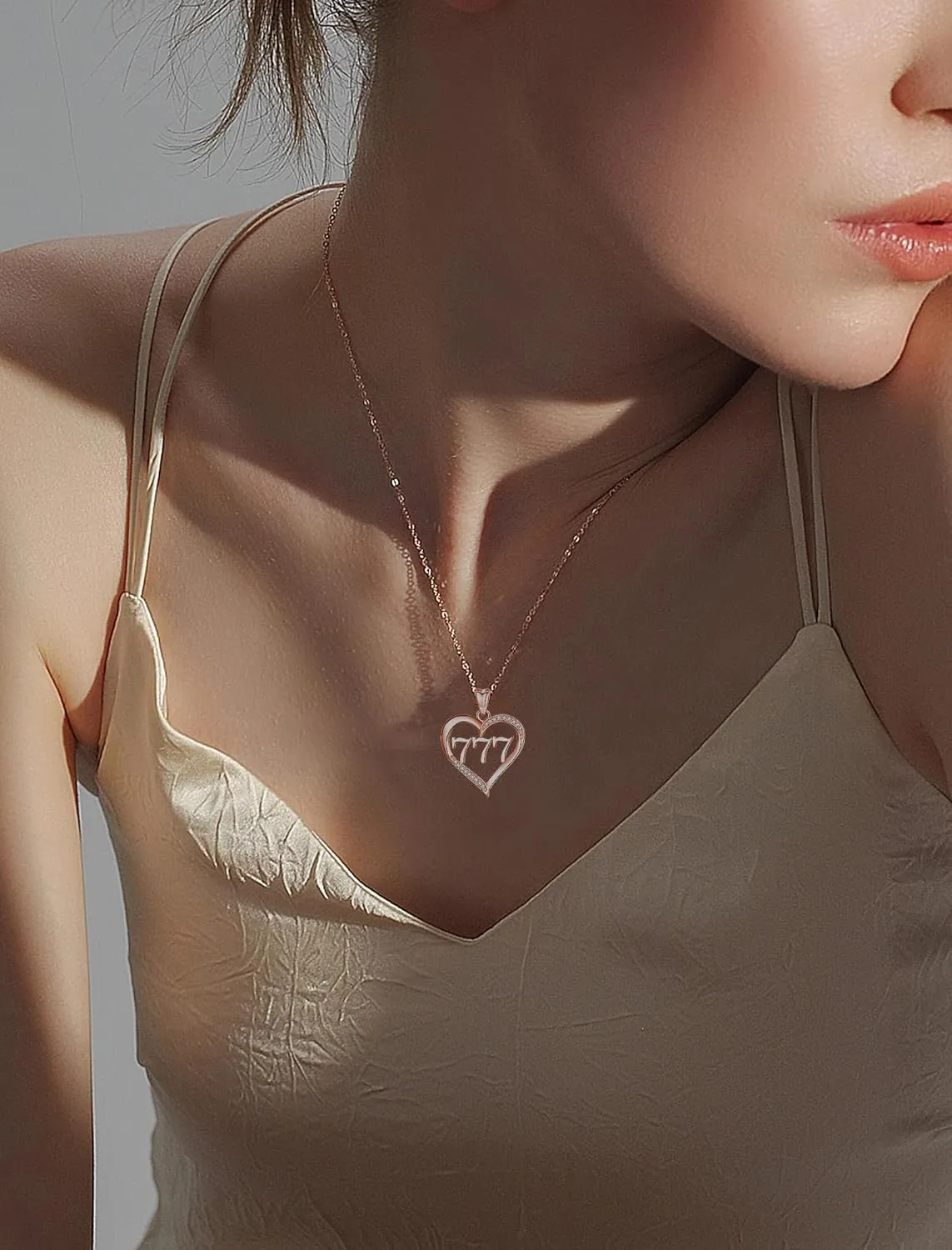 INFUSEU Sterling Silver Angel Numbers Heart Necklaces for Women Girls Numerology Jewelry, Your Lucky Number