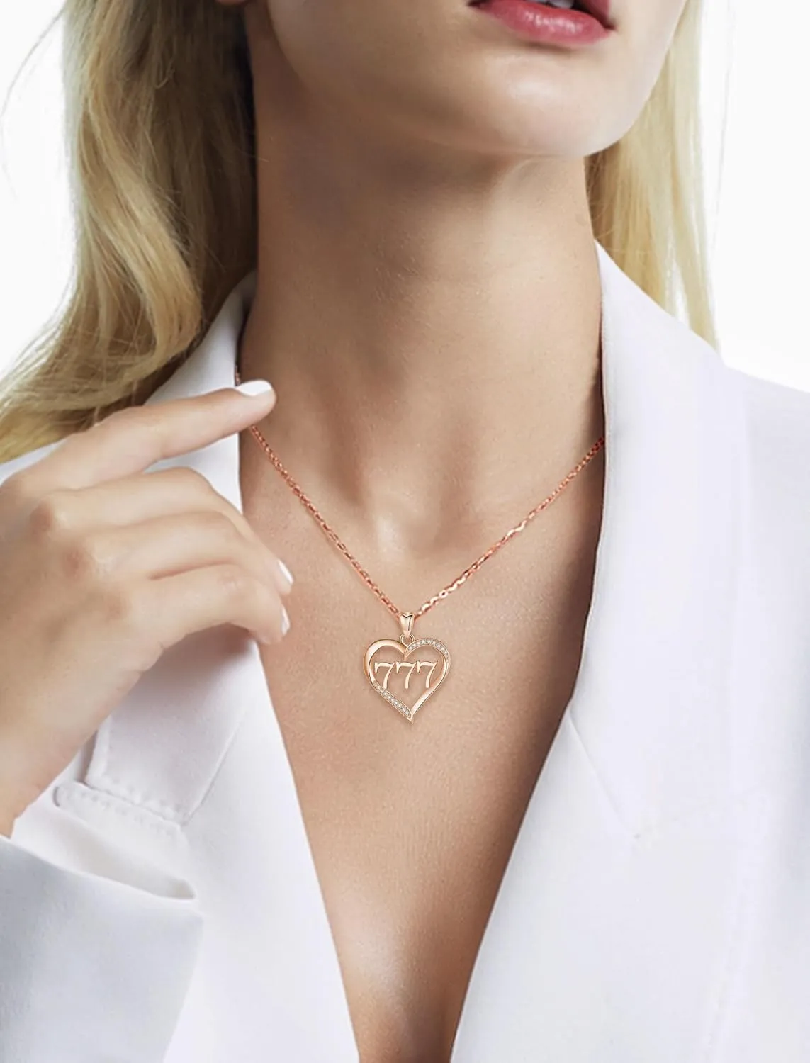 INFUSEU Sterling Silver Angel Numbers Heart Necklaces for Women Girls Numerology Jewelry, Your Lucky Number
