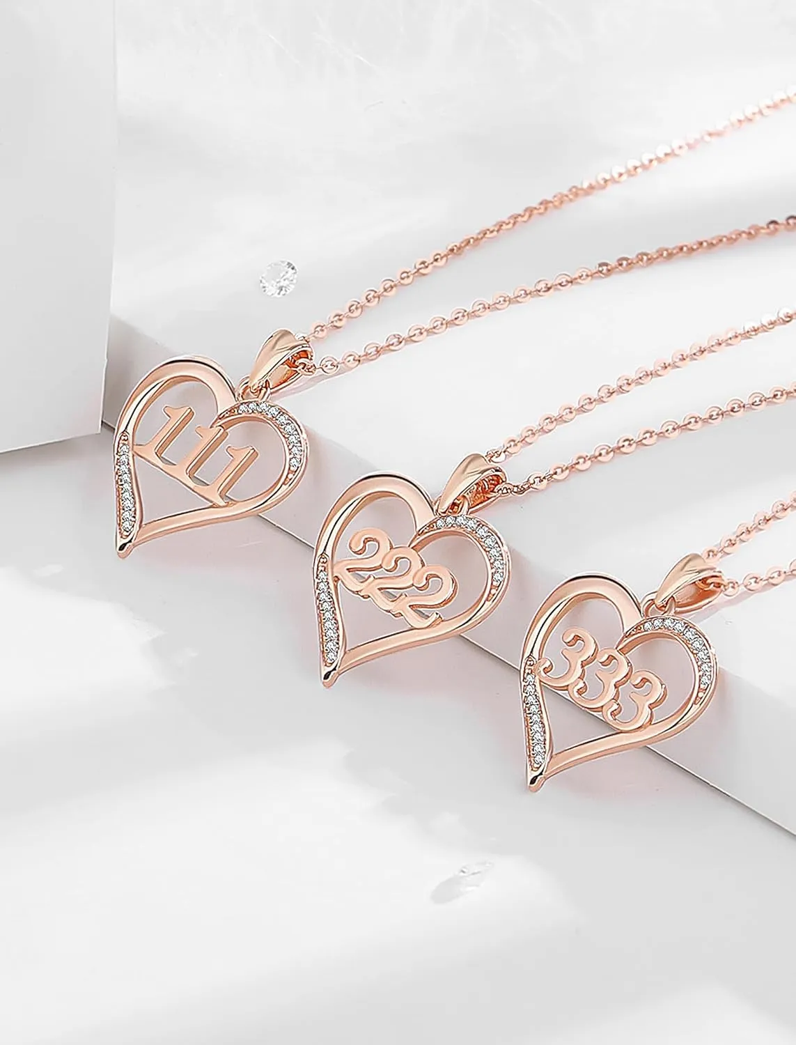 INFUSEU Sterling Silver Angel Numbers Heart Necklaces for Women Girls Numerology Jewelry, Your Lucky Number