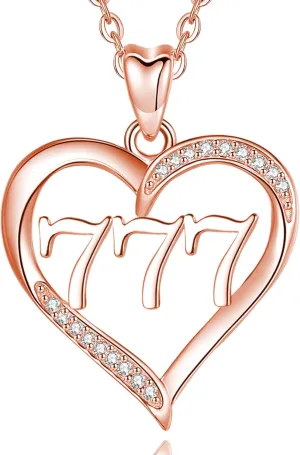 INFUSEU Sterling Silver Angel Numbers Heart Necklaces for Women Girls Numerology Jewelry, Your Lucky Number