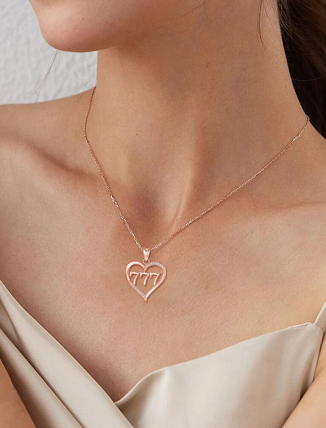 INFUSEU Sterling Silver Angel Numbers Heart Necklaces for Women Girls Numerology Jewelry, Your Lucky Number