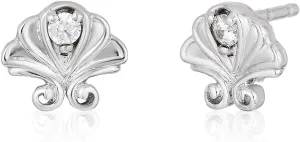 Jewelili Enchanted Disney Fine Jewelry Sterling Silver Round White Diamond Accent Ariel Stud Earrings