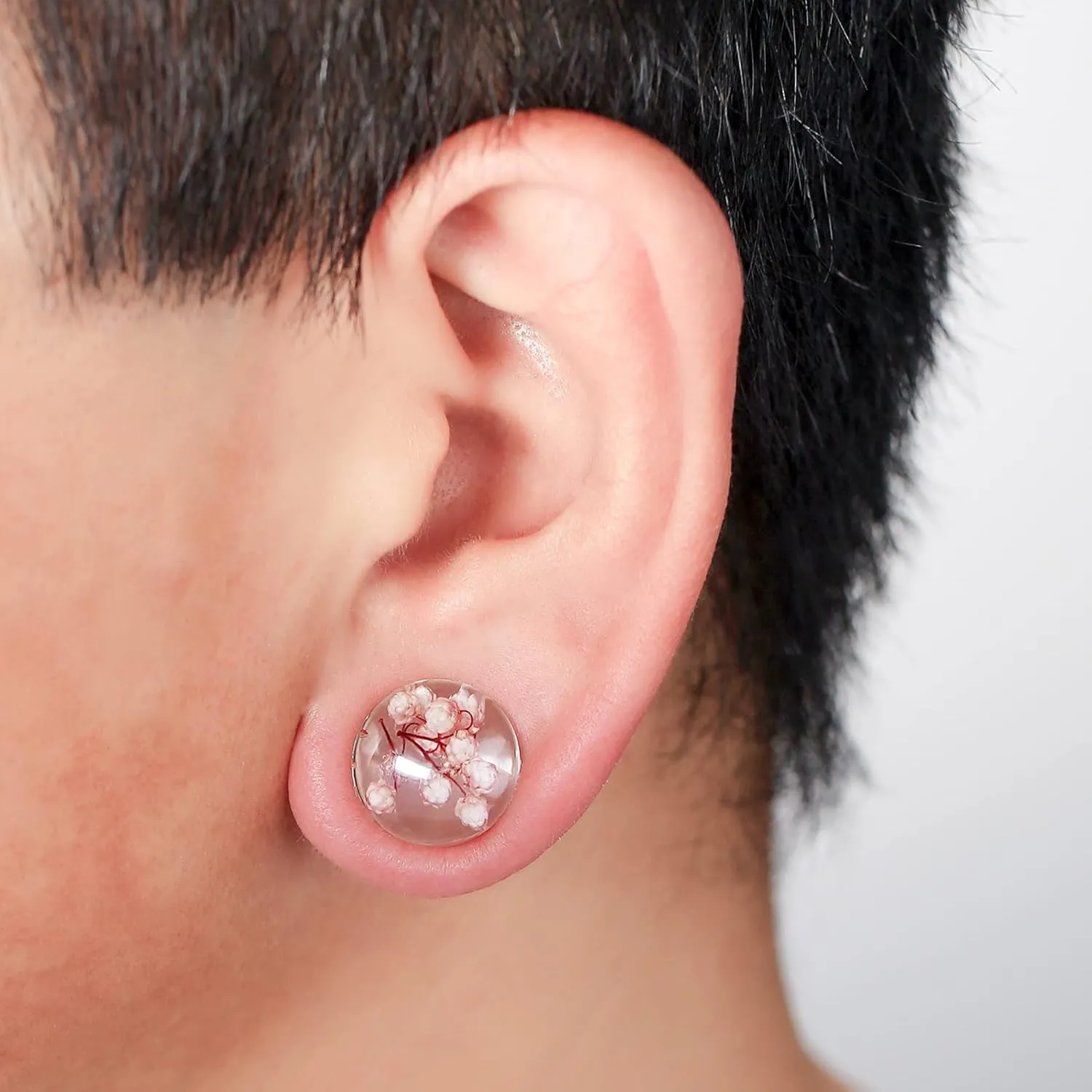 Jewseen 2Pcs Flower Ear Gauges 2g to 1'' Organic Real Flower Resin Plugs