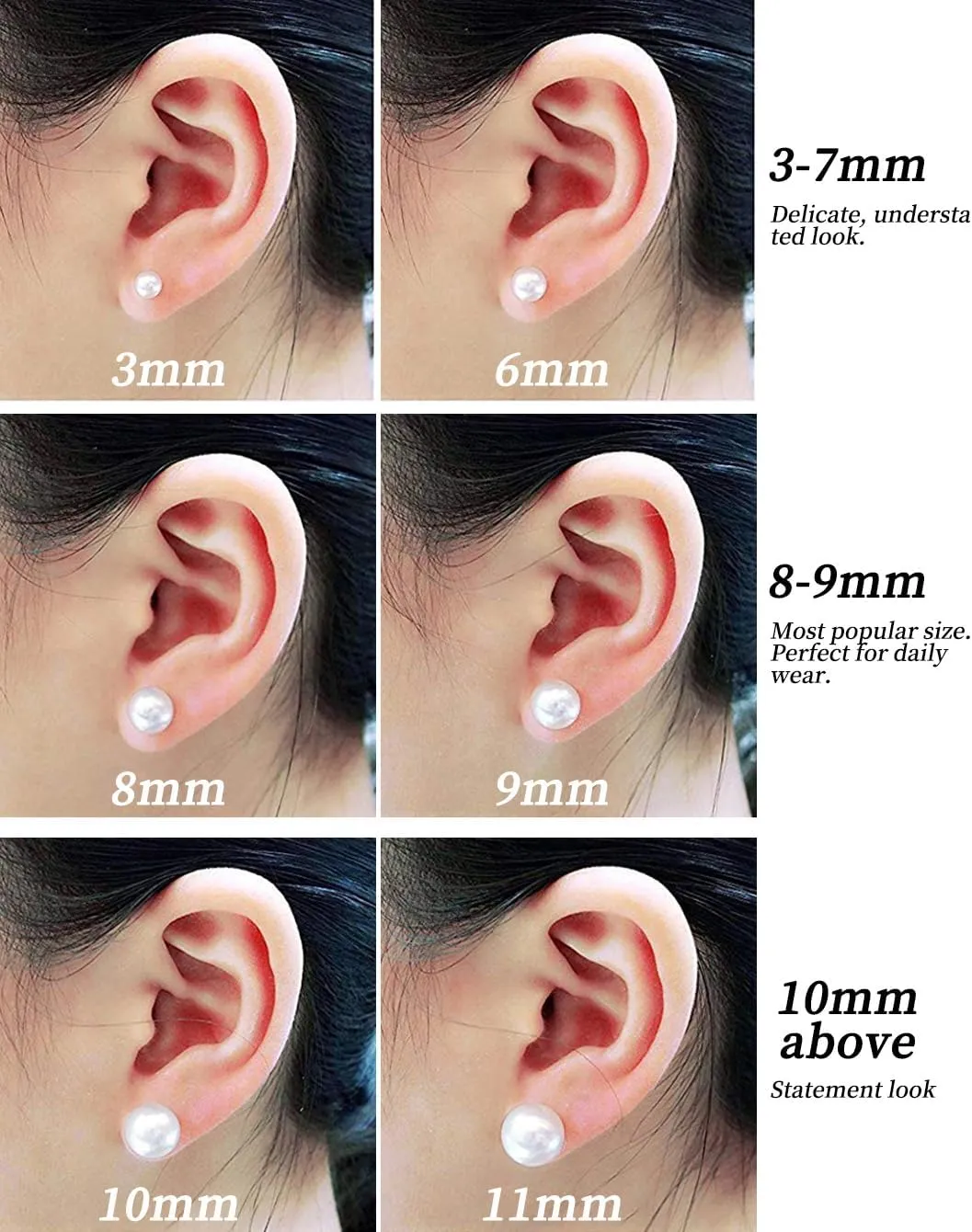 JORA 14K Gold AAA  Handpicked Round Freshwater Cultured White Pearl Stud Earrings for Women Girls