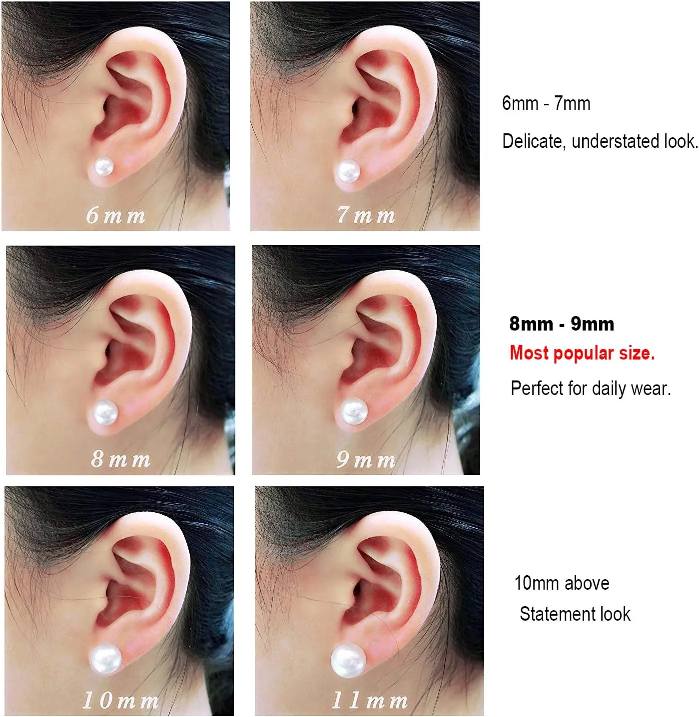 JORA 14K Gold Round White Freshwater Cultured Pearl Stud Earrings for Women - AAAA Quality