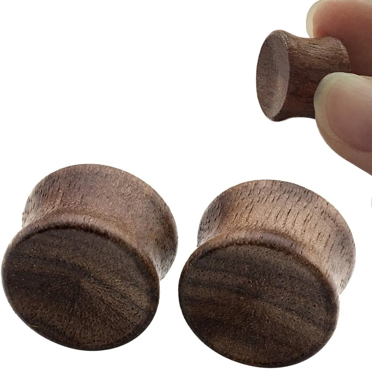 Jovivi 6pcs Organic Wood Brown Black Double Flared Ear Saddle Plugs Stretcher Punk Piercing Gauge 10mm - 20mm