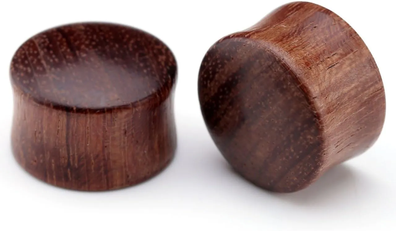 Jovivi 6pcs Organic Wood Brown Black Double Flared Ear Saddle Plugs Stretcher Punk Piercing Gauge 10mm - 20mm