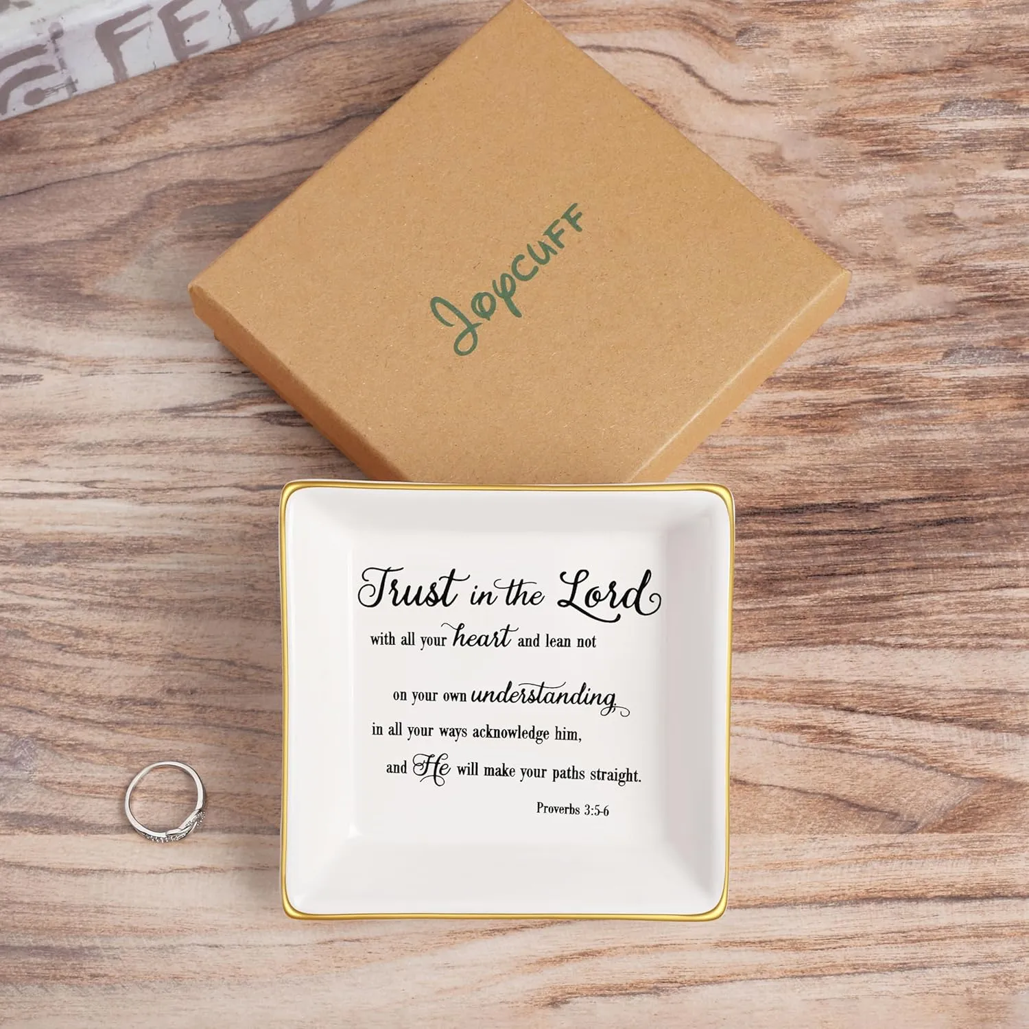 JoycuFF Religious Gifts Inspirational Christine Trinket Dish Tray Motivational Gifts for Women Sister Birthday Thanksgiving Day Christmas Jewelry
