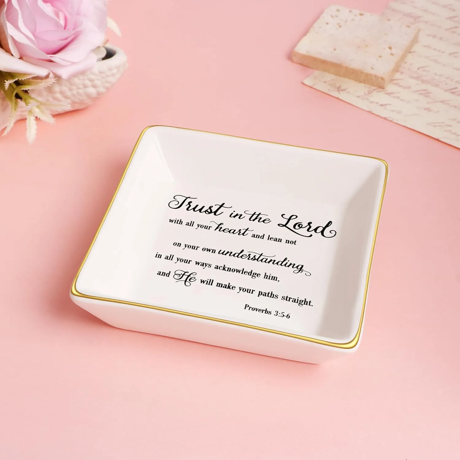 JoycuFF Religious Gifts Inspirational Christine Trinket Dish Tray Motivational Gifts for Women Sister Birthday Thanksgiving Day Christmas Jewelry