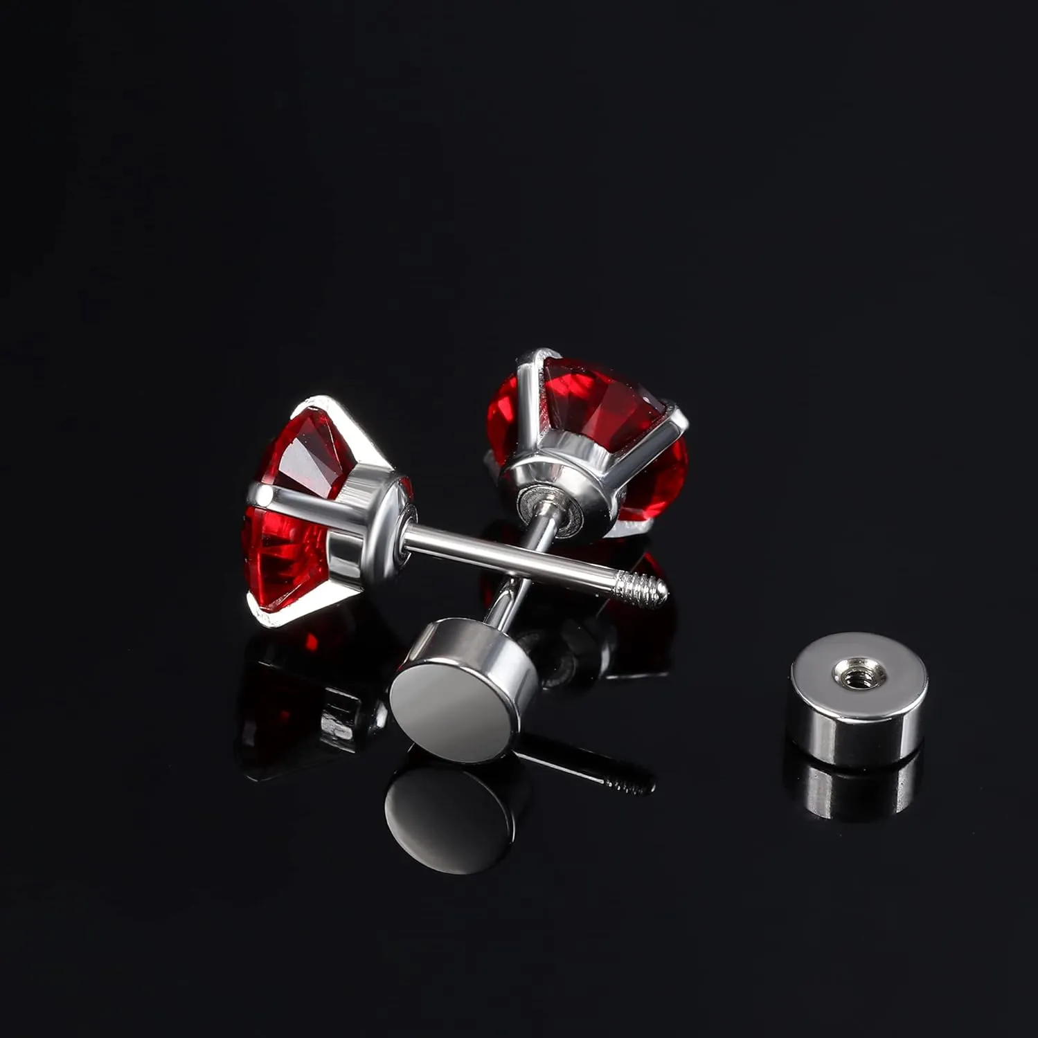 Jstyle Screw Back Stud Earrings Set 20G Titanium Steel Cartilage Piercing Jewelry for Women Men Sensitive Ears CZ Tragus Helix Flat Back Earrings Stud
