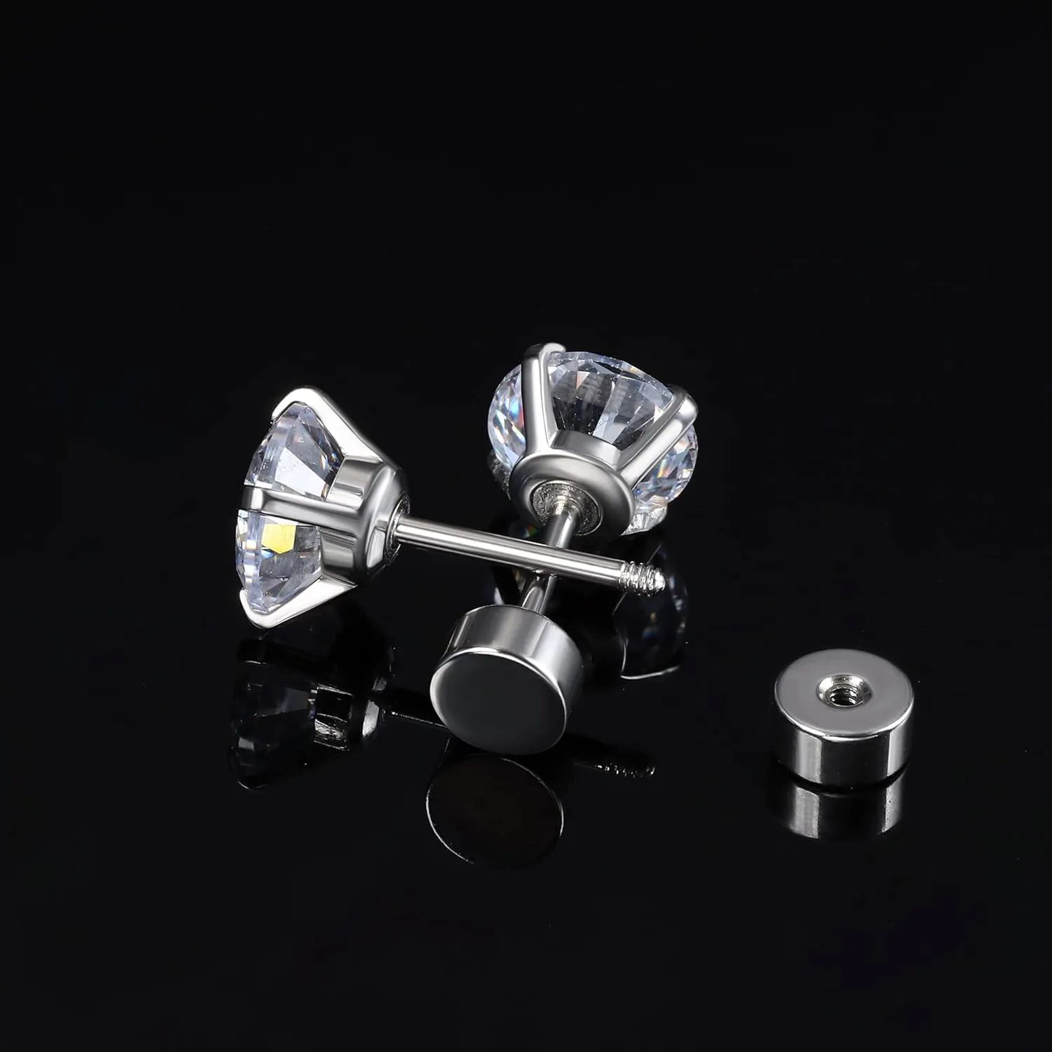 Jstyle Screw Back Stud Earrings Set 20G Titanium Steel Cartilage Piercing Jewelry for Women Men Sensitive Ears CZ Tragus Helix Flat Back Earrings Stud