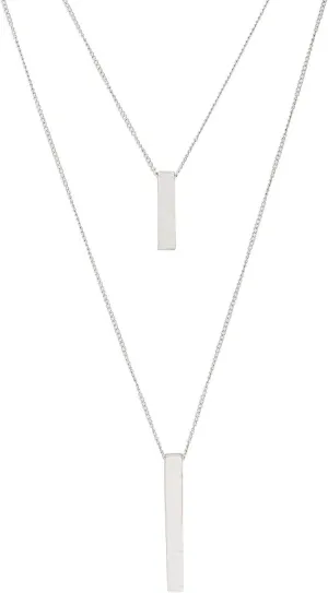 JYJ Women's Layered Long Necklaces for Women Double Layers Choker Necklace Hammered Bar Pendant Necklace for Summer