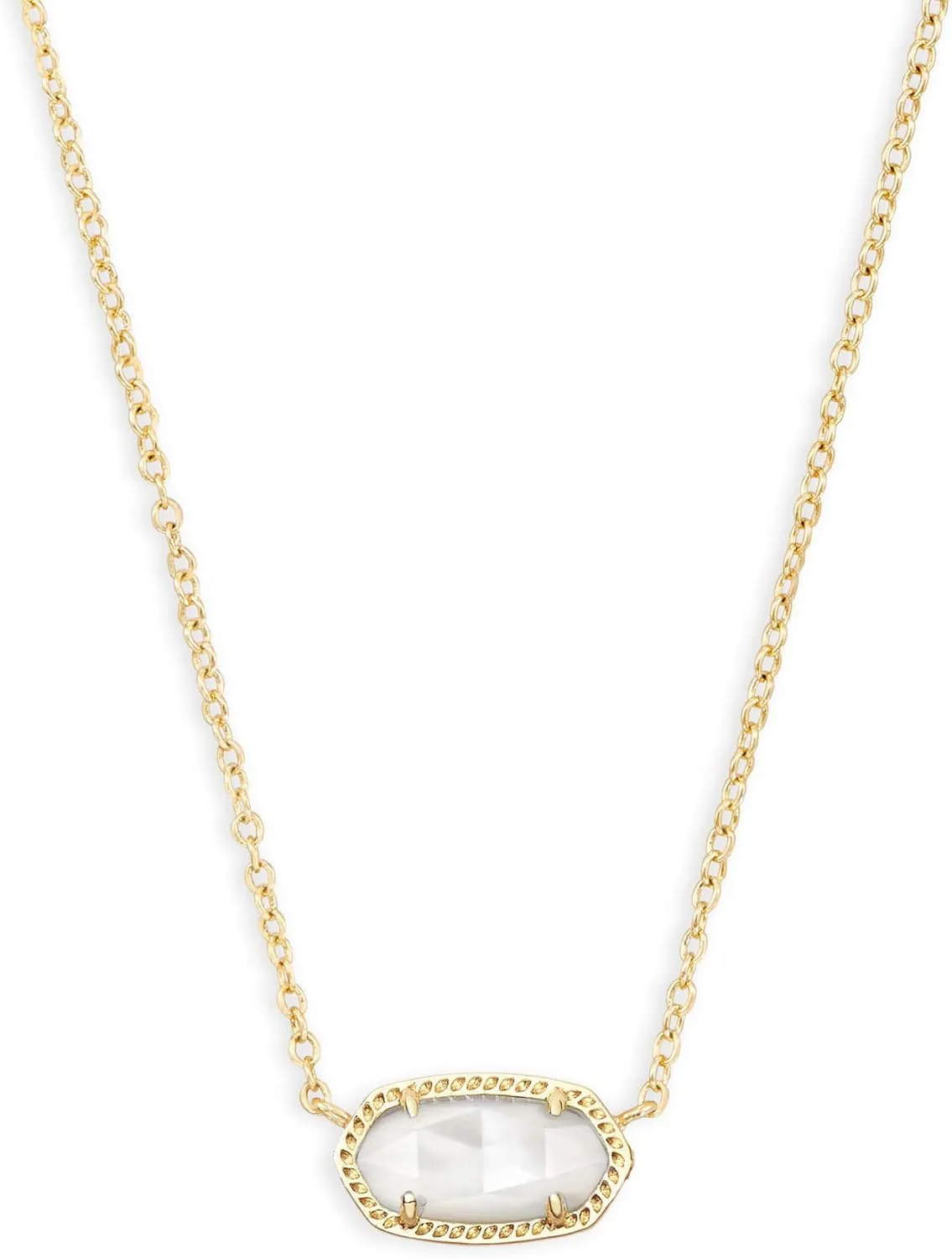 Kendra Scott Elisa Pendant Necklace - Ivory Pearl - Versatile Necklace - 0.63" Length X 0.38" Width Stationary Pendant, Ivory Mother of Pearl Setting, 15" Chain with 2" Extender, Lobster Claw Closure