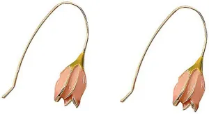KESYOO 1 Pair Fashionable Tulip Flower Tassel Earrings Non Piercing Delicate Ear Cuff for Women Long Style Golden Earrings present for Birthdays Anniversaries and Special Occasions
