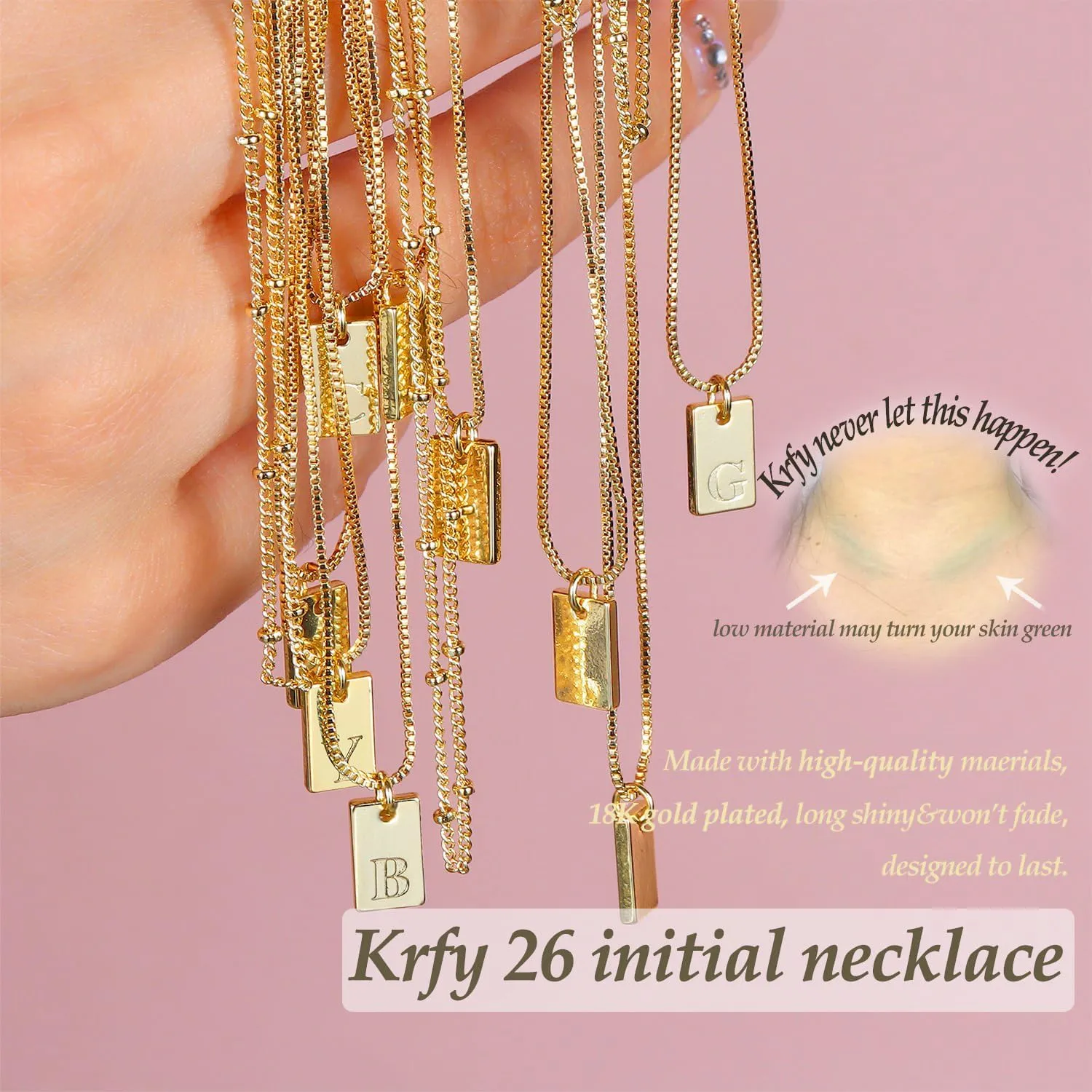 Krfy Cursive Gold Initial Pendant Necklace Iced Out Miami Cuban Link Chain for Women 18K Gold Plated Alphabet Letter Pendant Choker Hip Hop Chain Trendy Rapper Jewelry