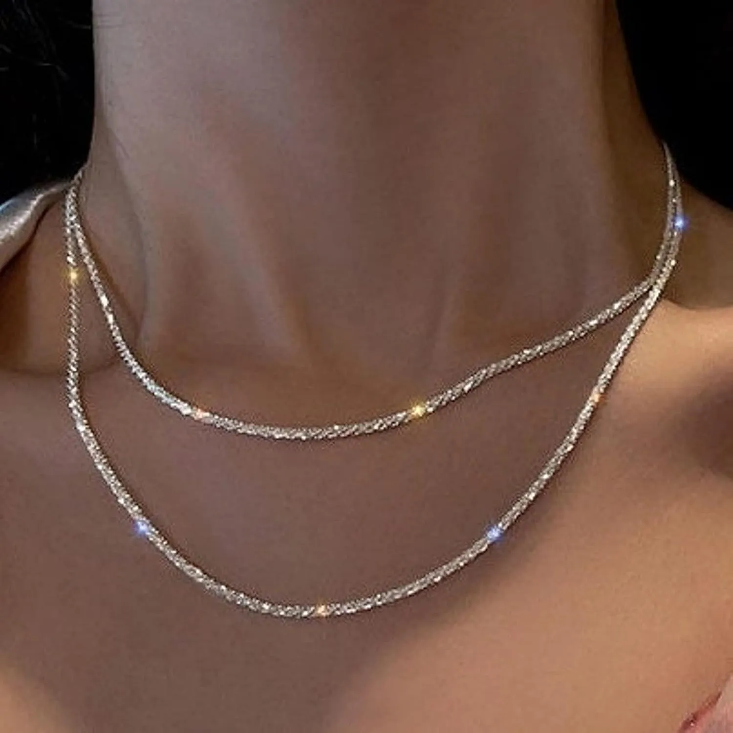 Kyerlyn Layered Necklace for Women, 14k Gold Plated Layering Herringbone Necklace Double Layer Snake Chain Necklace Set Gold Chunky Thick Chain Choker Necklace Gifts for Women