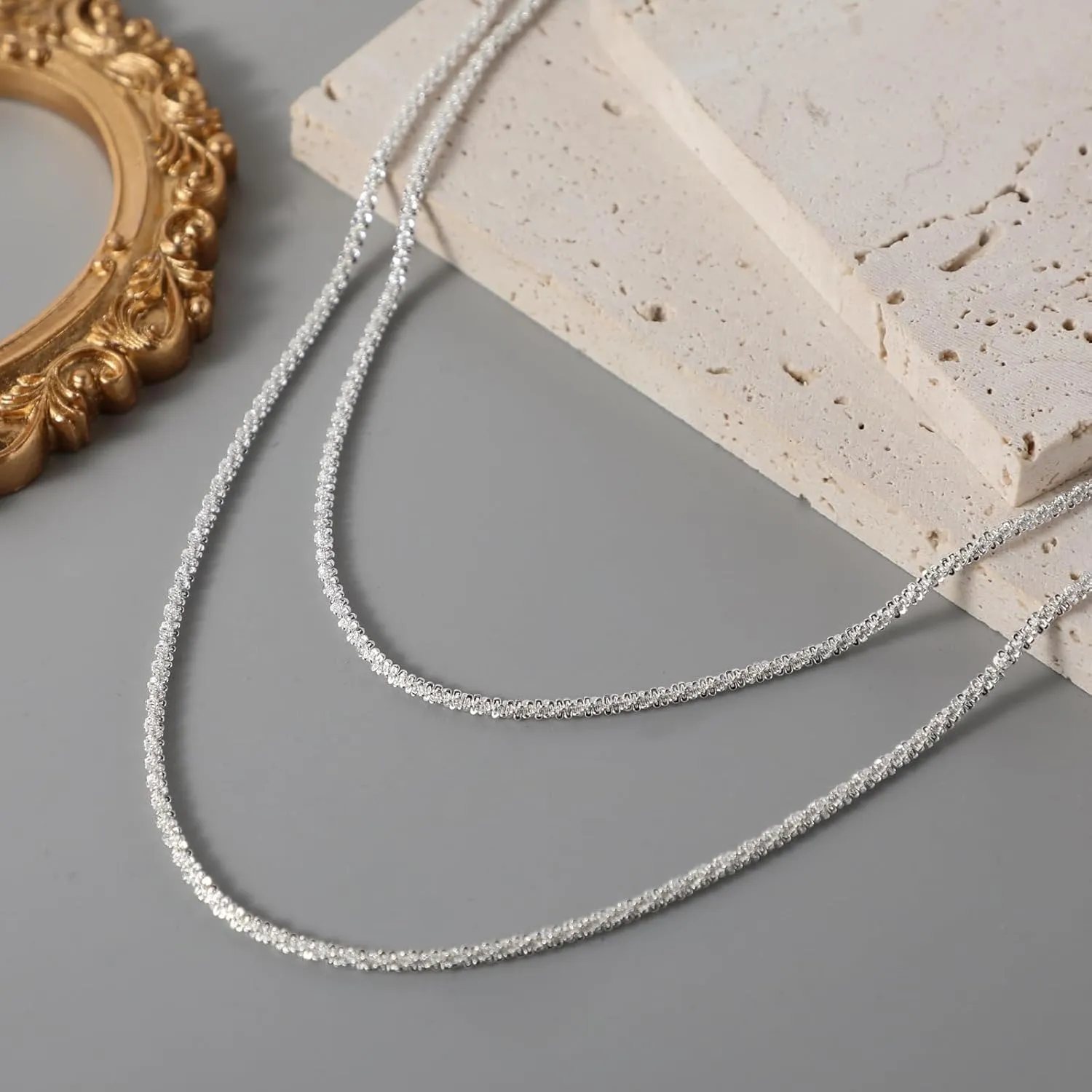 Kyerlyn Layered Necklace for Women, 14k Gold Plated Layering Herringbone Necklace Double Layer Snake Chain Necklace Set Gold Chunky Thick Chain Choker Necklace Gifts for Women
