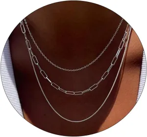 Kyerlyn Layered Necklace for Women, 14k Gold Plated Layering Herringbone Necklace Double Layer Snake Chain Necklace Set Gold Chunky Thick Chain Choker Necklace Gifts for Women