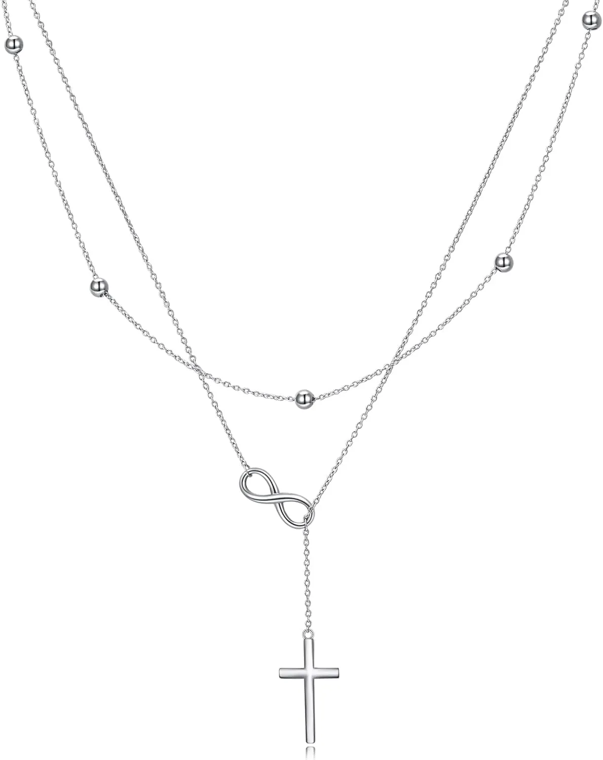 Lariat Layered Necklace 925 Sterling Silver Y Layered Choker Necklaces Christmas Jewelry Gifts for Women