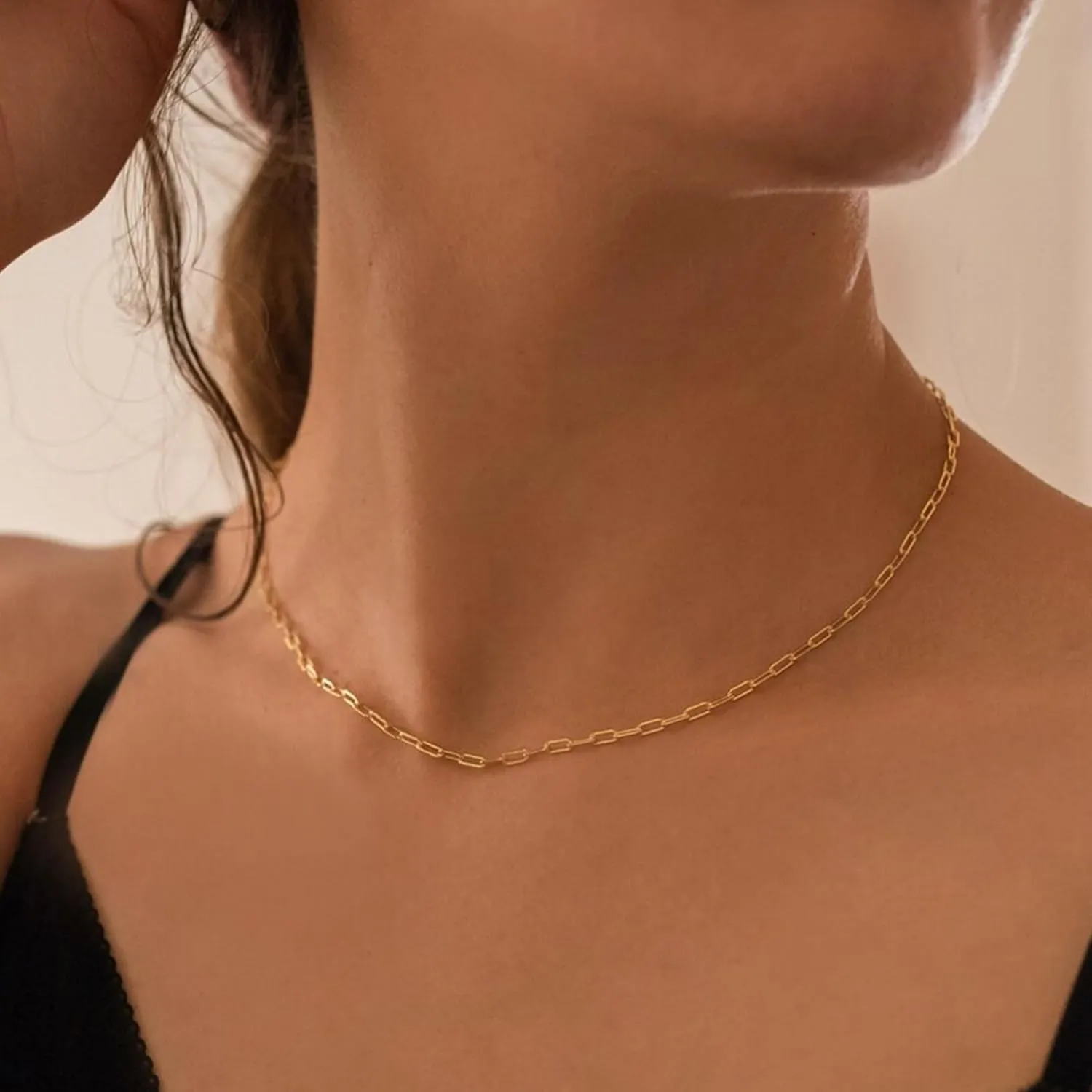 Layered Birthstone Necklace for Women Girls, Gold Silver Rose Gold Plated Layered Paperclip Chain Choker Necklace with Rectangle Birthstone Pendant Birthday Gifts for Women Girls Jewelry