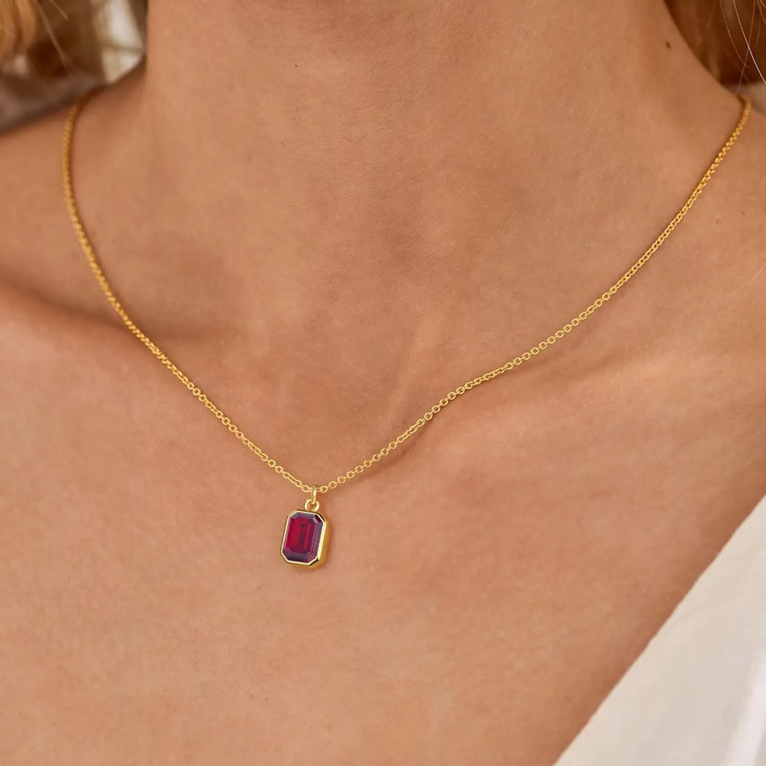 Layered Birthstone Necklace for Women Girls, Gold Silver Rose Gold Plated Layered Paperclip Chain Choker Necklace with Rectangle Birthstone Pendant Birthday Gifts for Women Girls Jewelry