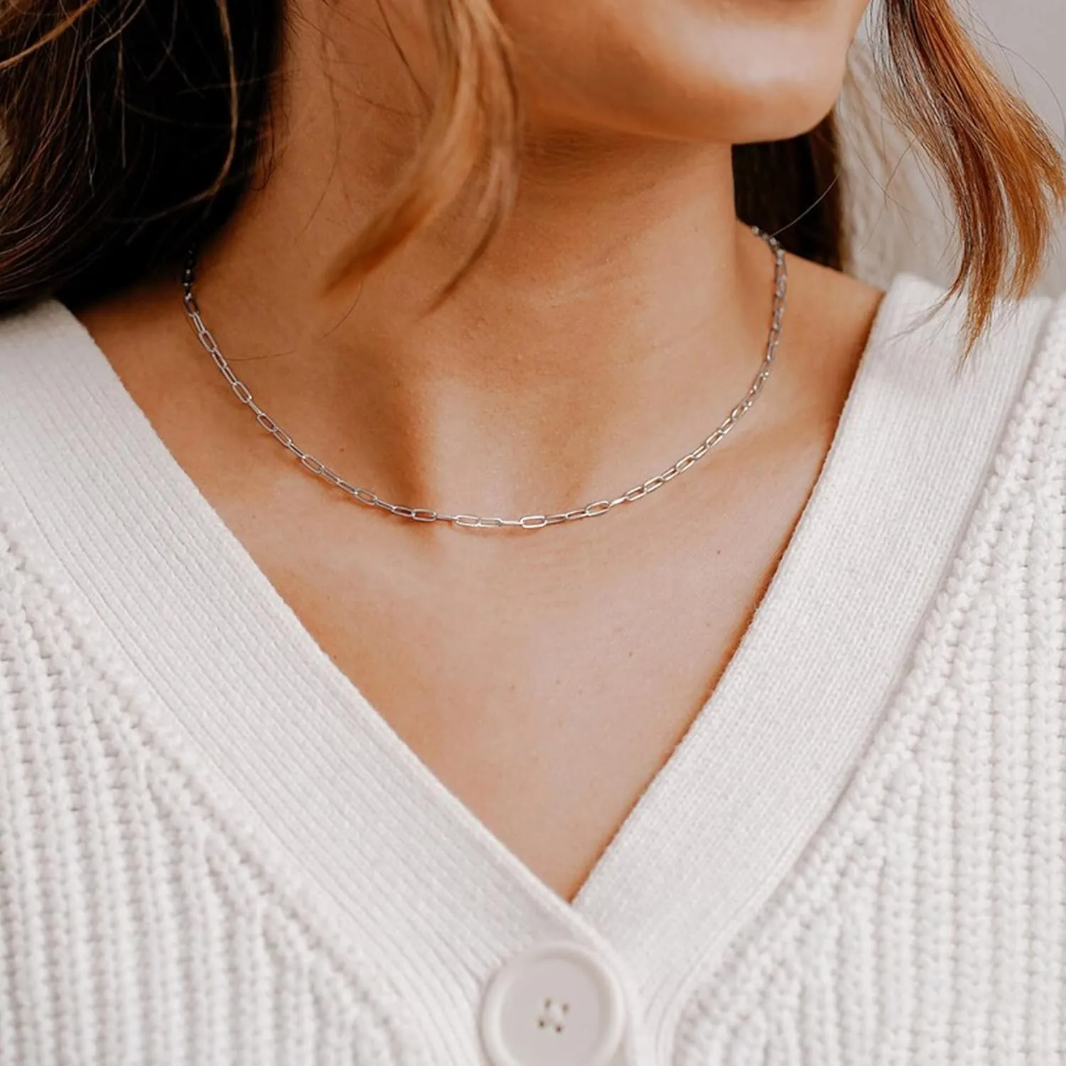 Layered Birthstone Necklace for Women Girls, Gold Silver Rose Gold Plated Layered Paperclip Chain Choker Necklace with Rectangle Birthstone Pendant Birthday Gifts for Women Girls Jewelry