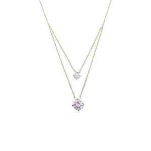 Layered Diamond Necklace,Dainty Gold Layered Gold Plated Diamond Necklaces Simple CZ Pendant Necklace Cute Gold Cubic Zirconia Chain Choker Jewelry Gift for Women Girls